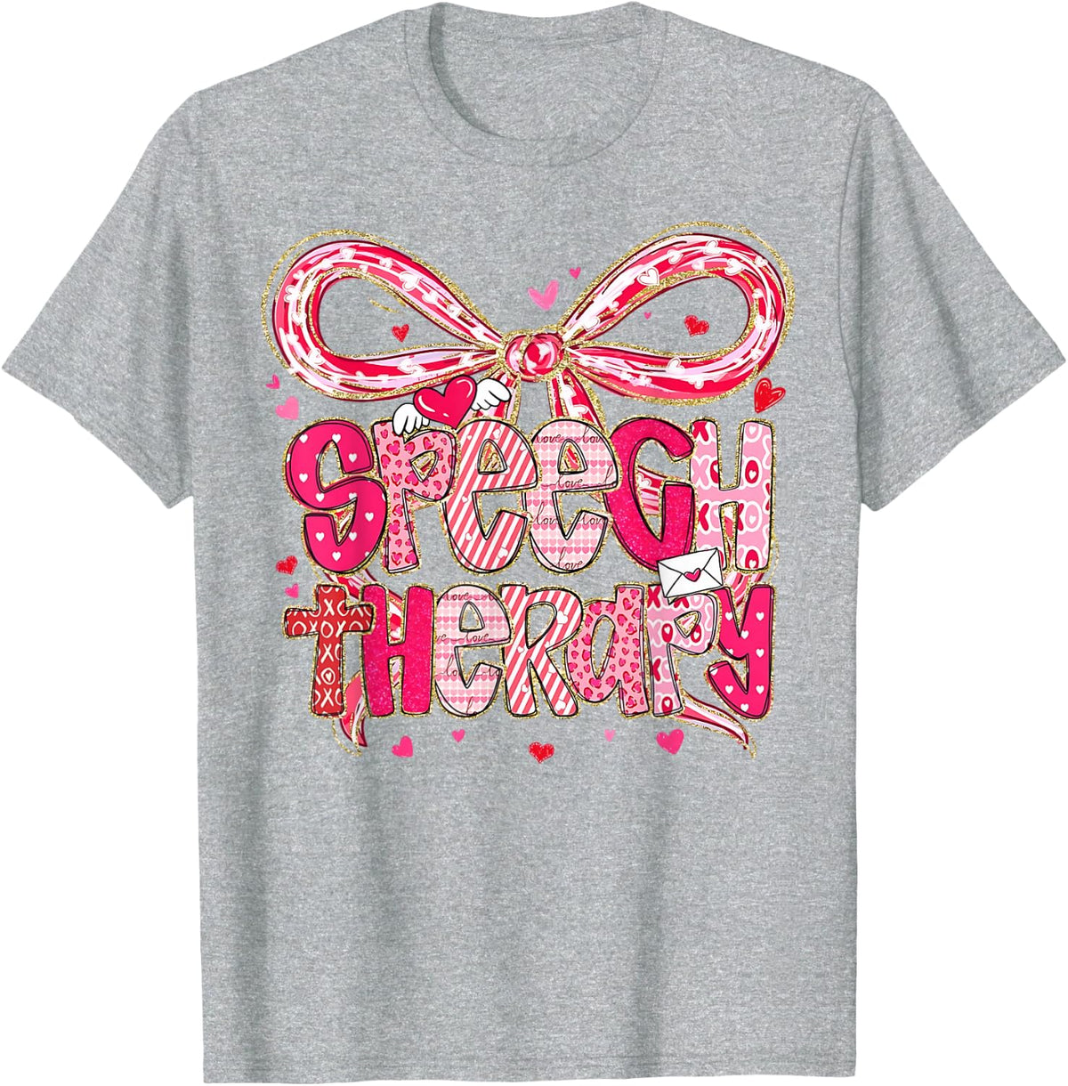 Speech Language Pathologist Valentines Day SLP Therapy T-Shirt - Heather Grey