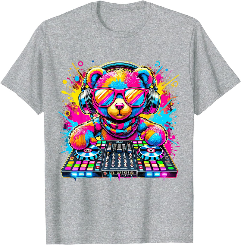 Magical and Funny Music lover Gifts DJ Teddy Bear Disco Hip Hop T-Shirt - Heather Grey