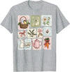Floral Coquette Spring Easter Bunny Vintage Happy Easter T-Shirt in Heather Grey