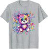 Vibrant Colorful Teddy Bear Illustration Rainbow Splash Teddy Bear T-Shirt - Heather Grey
