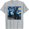 Bunny Rabbit Van Gogh Style Starry Night T-Shirt in Heather Grey