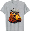 Retro Bear with Cheese for Boys Funny Animal humor Retro Bear Eating Cheese with a Grater Hat T-Shirt - Heather Grey