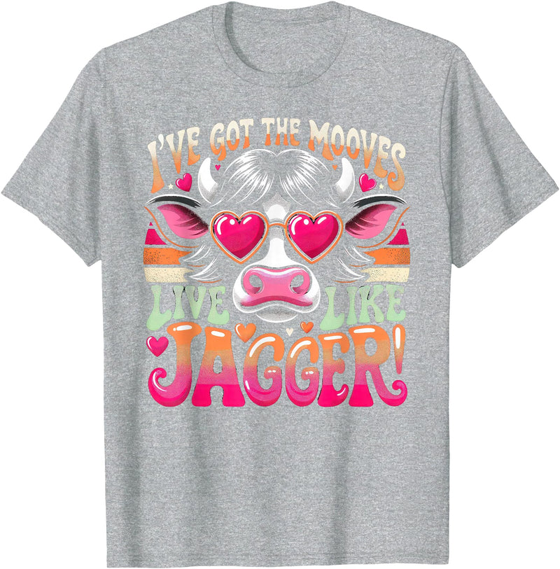 Cow's Jagger Moves: Funny Dance & Joy Cow Humor I've Got the Moves Funny Cow Like Jagger T-Shirt - Heather Grey