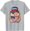 Hamster 4th of July US American Flag Patriotic T-Shirt - Heather Grey