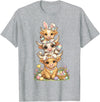 Western Easter Highland Cows Tees Western Easter Highland Cow Cute Bunny Cow Eggs Farmer Girls T-Shirt - Heather Grey
