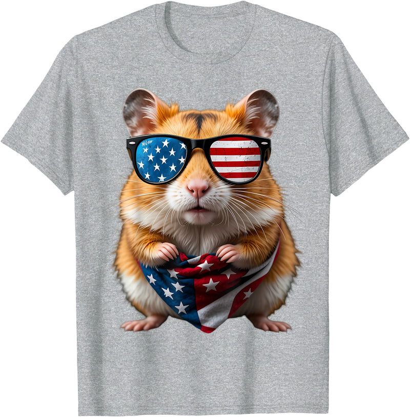 Hamster 4th Of July American Independence Day USA Patriotic T-Shirt - Heather Grey