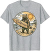 Retro Coastal Surf Bear Vintage Beach Apparel Vintage California Surf Bear Beach Retro Coastal Summer T-Shirt - Heather Grey