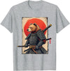 Japanese Samurai Bear Woodblock Art Samurai Brown Bear Ukiyo-e Ink Warrior Art Japanese Bear Art T-Shirt - Heather Grey
