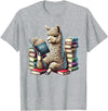 Llama Book Lover Llama Reading Book Reader Bookworm Alpaca Lover T-Shirt - Heather Grey