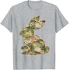 Funny Bunny Crochet Patchwork Camo Rabbit Happy Easter Day T-Shirt in Heather Grey