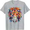 Cool Lions, Astrology And Horoscope Designs Lion Colourful Lion from Africa King of Animals Polygon T-Shirt - Heather Grey