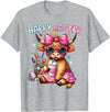Farm Animal Highland Cow easter Gifts Happy Easter Day Highland Cow Cute Holiday Bunny Women Kids T-Shirt - Heather Grey