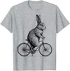 Rabbit on a Bike Bunny Bicycle Cycing Biking Men Women Kids T-Shirt in Heather Grey