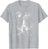Bunny Rabbit Howling to the Moon Bunny Howl At T-Shirt in Heather Grey