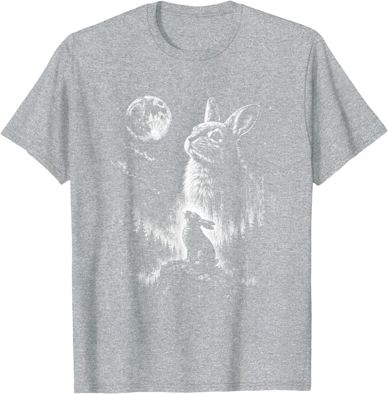Bunny Rabbit Howling to the Moon Bunny Howl At T-Shirt in Heather Grey