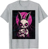 Anime Rabbit Goth Teddy Bear Gothic Anime Bunny T-Shirt in Heather Grey