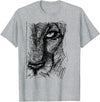 A Lions Gaze Aesthetic Lioness Face Graphic Leaders of African Pride Lions Womens T-Shirt - Heather Grey