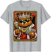 Teddy Bear King and Queen Matching Couples Designs King of Hearts Hip Hop Dripped Out Teddy Bear Hustle Money T-Shirt - Heather Grey