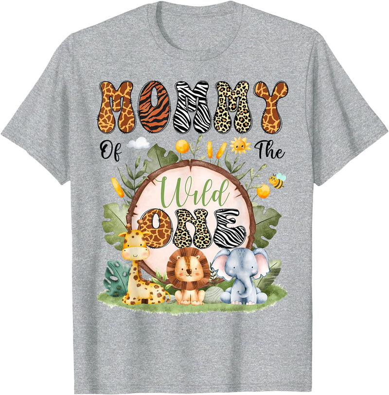 Safari 1St Birthday Boy Matching Family Mommy Of The Wild One First Bday Safari Jungle Animal T-Shirt - Heather Grey