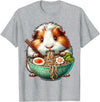 Cute Guinea Pig Gifts Guinea Pig Eating Ramen Japanese Noodles T-Shirt - Heather Grey