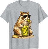 Pickle Munching Guinea Pig Designs Funny Guinea Pig Pickle Lover T-Shirt - Heather Grey