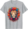 Cool Lions, Dia de Muertos Designs Lion colorful lions From Africa Day of the Dead T-Shirt - Heather Grey
