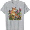 Mountain Lion Cougar Panther Catamount Designs Mountain Lion Amidst Wildflowers T-Shirt - Heather Grey