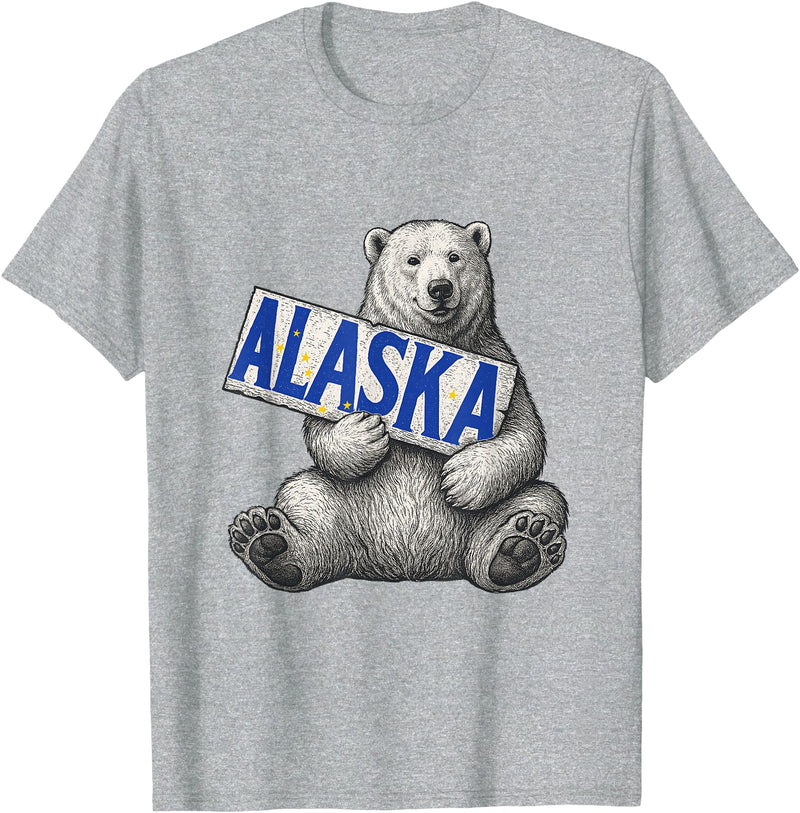 Unknow Carmela Polar Bear Holding Alaska Sign Vintage Alaska Lover T-Shirt - Heather Grey