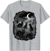 Midnight Woodland Rabbit Art Apparel Graphic Tees Creepy Black Rabbits Moonlit Forest Gothic Horror Halloween T-Shirt -