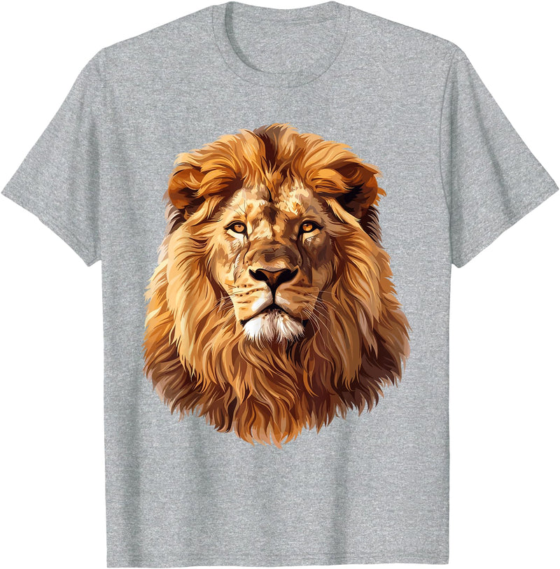 Lions and African Animals Design Lion T-Shirt - Heather Grey