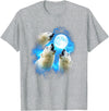 Animals howling blue 3 Polar Bear Howling at the Moon Colorful Blue T-Shirt - Heather Grey
