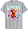 Highland Cow Easter Cute Western Farm Apparel Howdy Easter Cute Highland Cow Bunny Ears Western Easter T-Shirt - Heather Grey