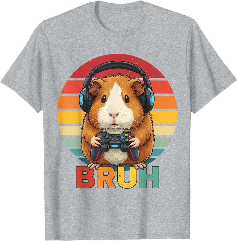 Gaming Guinea Pig Bruh Retro Gamer Guinea Pig Boys Guinea Pig Video Games Guinea Pig Bruh Retro Guinea Pig Boys T-Shirt - Heather Grey