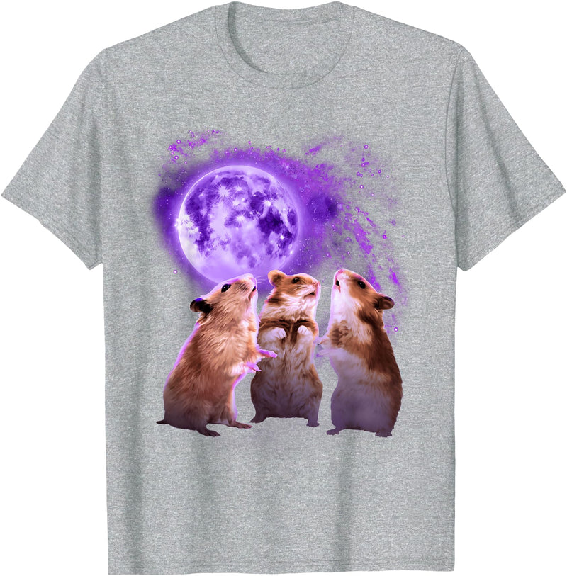 Hamsters Howling at The Moon Shirt - Funny Hamster T-Shirt - Heather Grey