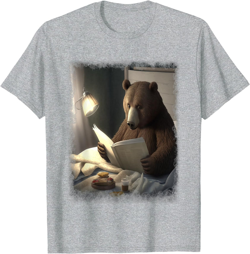 Bear reading a book Designs Bear reading a book T-Shirt - Heather Grey
