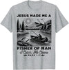 Fisher of Man Mark 1:17 Christian Scripture Jesus Fishing T-Shirt - Heather Grey