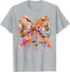 Summerween Tees NYC Summerween Bow Coquette Summer Halloween Ghosts Beach Coffee T-Shirt - Heather Grey