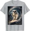 White Bear Surfing Waves Funny Animal Apparel Funny Polar Bear Surfer Catching Waves | Shaka Funny Animal T-Shirt - Heather Grey