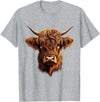 Cute Scottish Highlander Cattle Designs Scottish Highland Cow Messy Bun Scottish Highlander Cow T-Shirt - Heather Grey