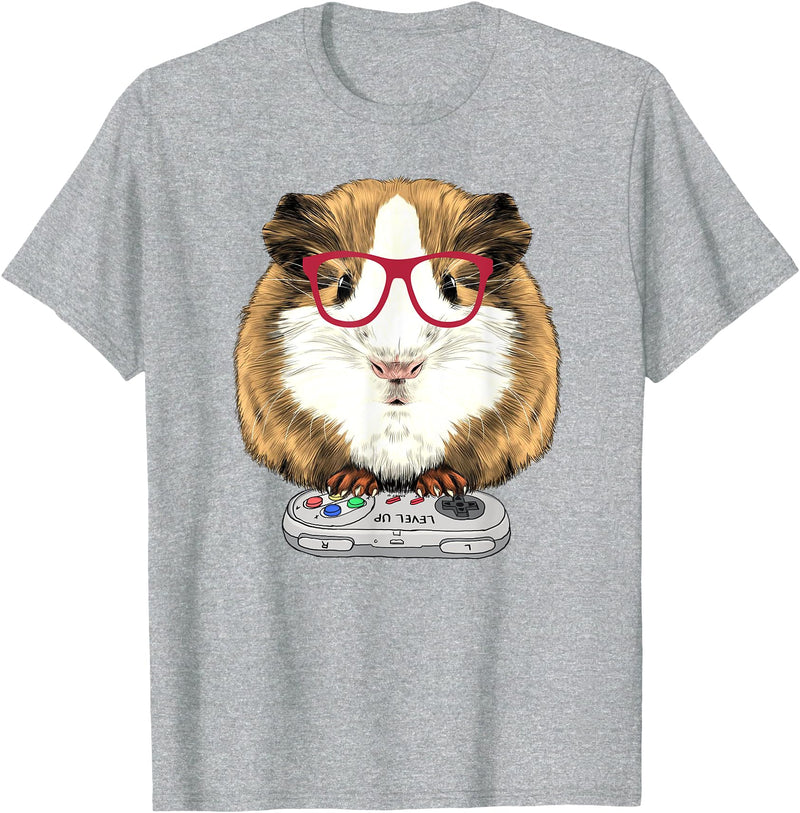 Guinea pig Rodent Game Lover Clothing Co. Guinea pig Video Game Wildlife Animal Guinea pig Gamers T-Shirt - Heather Grey
