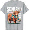 Funny Scottish Highland Cow Scotland is Calling and I Must go Scottish Highland Cow T-Shirt - Heather Grey