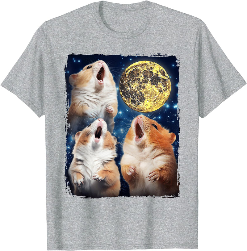 Hamsters Howling At Moon T-Shirt - Heather Grey