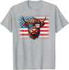 Funny Cute Highland Cow 4th Of July Farmer Gifts Highland Cow American Flag Farm Cow Lover Patriotic Vintage Style T-Shirt -