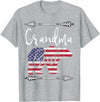 Grandma Bear 4TH OF JULY T Shirt 4th of July Gift For Women Grandma Bear American Flag USA T-Shirt - Heather Grey