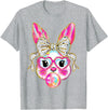 Cute Easter Bunny Bubble Gum Coquette Bow for Girls Women T-Shirt in Heather Grey