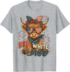 Red White and Moo Highland Cow 4th July 250 Years Patriotic T-Shirt - Heather Grey