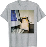 Funny Hamster Meme Cyber Hamster Meme Smoking Humor Computer T-Shirt - Heather Grey