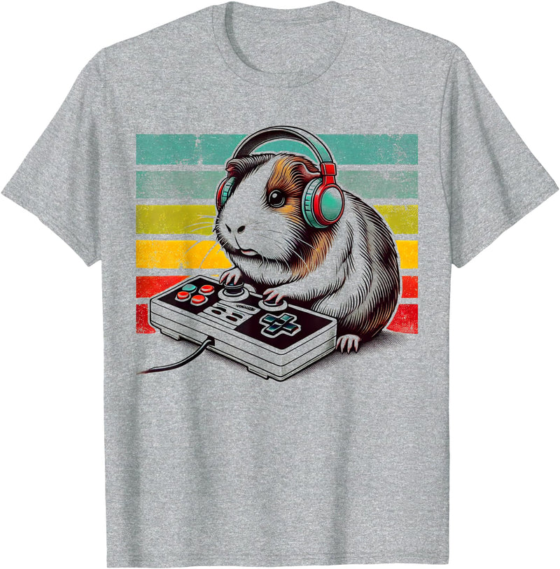 Guinea Pig Gamer BY TEERA Guinea Pig Gamer - Video Gaming Animal Rodent Lover T-Shirt - Heather Grey