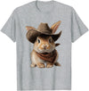 Cute Bunny Rabbit Cowboy Hat Easter Day T-Shirt in Heather Grey