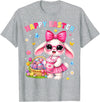 Happy Easter Coquette Easter Egg Rabbit Bunny Women Girl Kid T-Shirt in Heather Grey